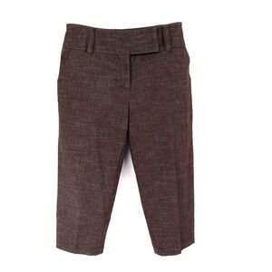 AB Studio Capri Pants Womens 4 Dark Brown Heathered Stretch Mid Rise Pockets NWT